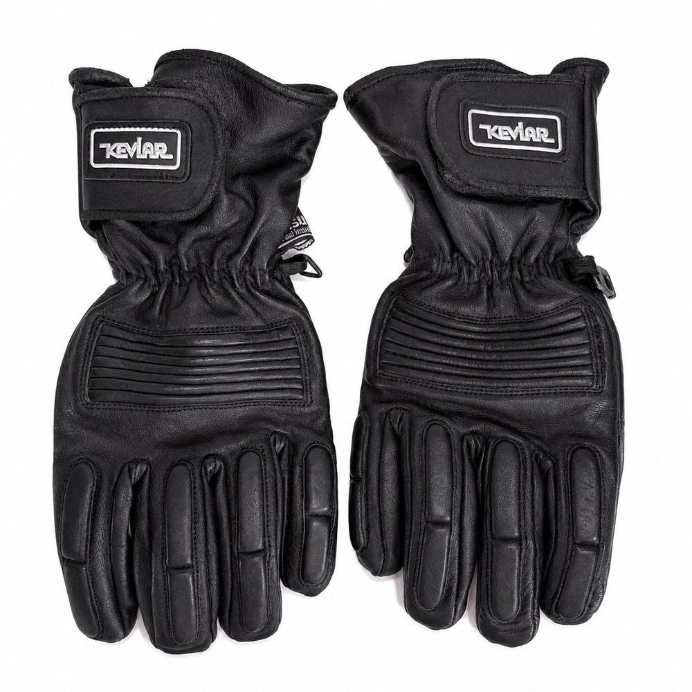 Kevlar Medium Motorcycle Gloves Leather Padded 3M Thinsulate Biker Black